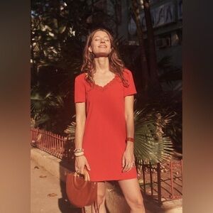 NWOT Sezane Louisa Dress Red 34 XS